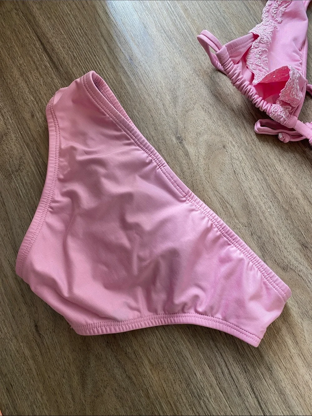 Submarine Light Pink Ruffle Lace Girls' Two-Piece Bikini